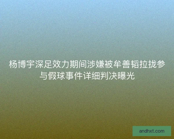 杨博宇深足效力期间涉嫌被牟善韬拉拢参与假球事件详细判决曝光